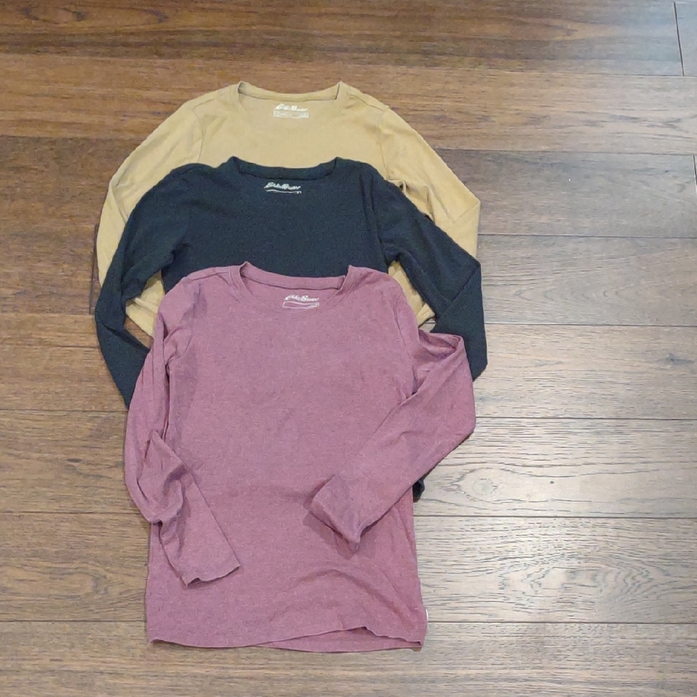 Eddie Bauer Women's Long Sleeve Tee Shirt Bundle Of Three